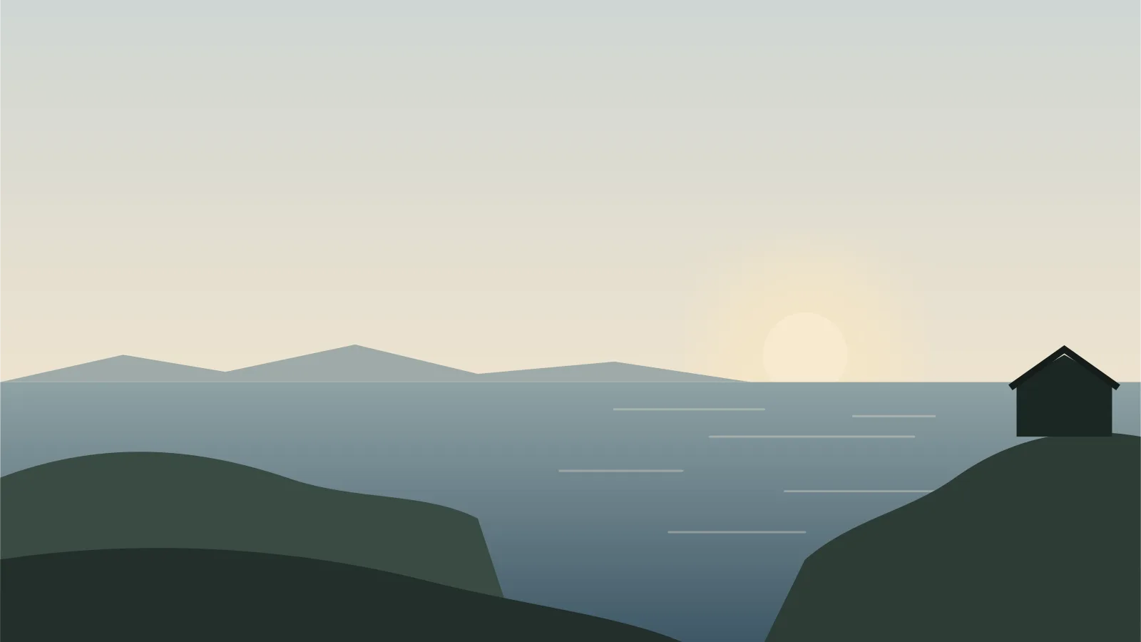 Illustration of the Nordic coast in morning light.